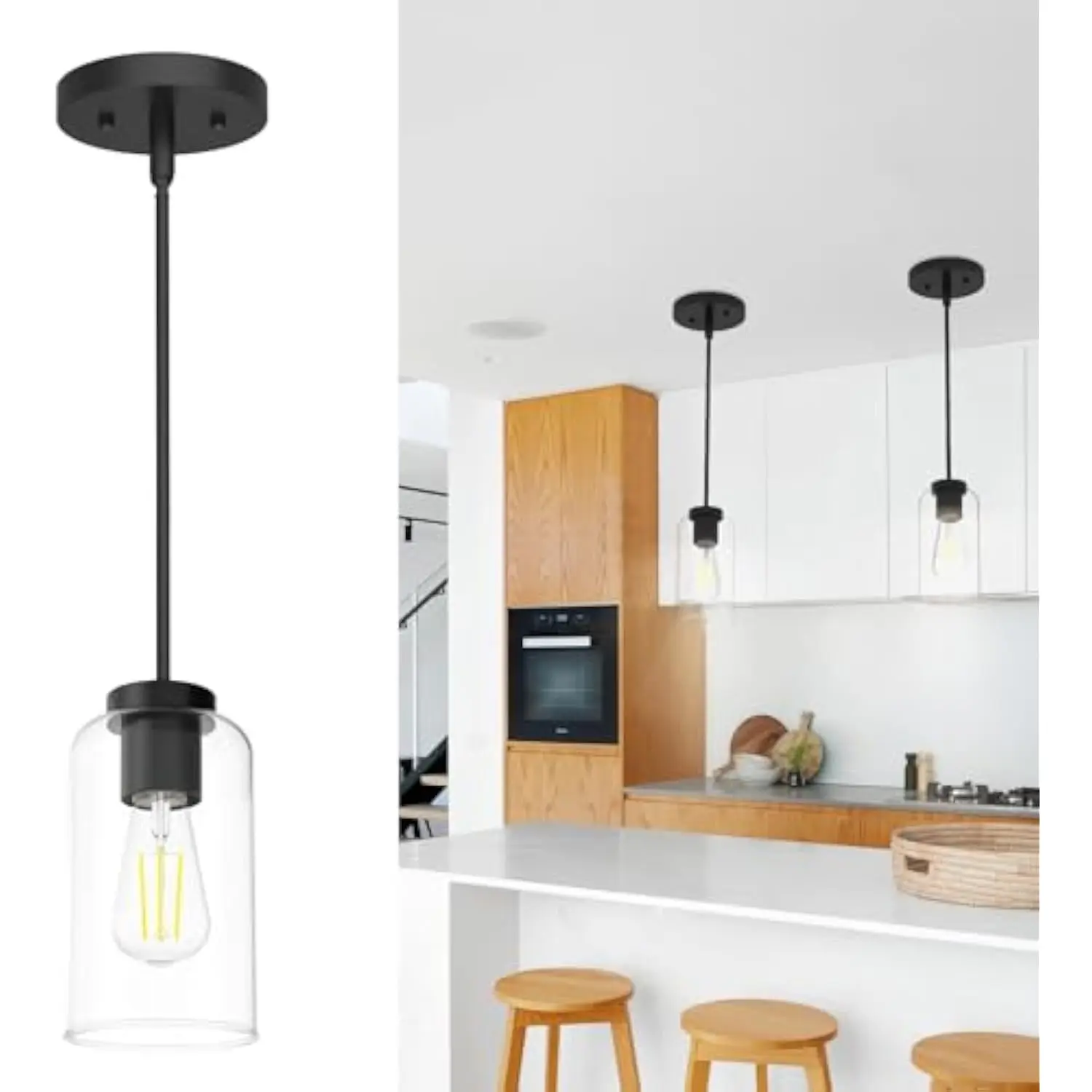 Zevluck Pendant Light Fixtures, Matte Black Pendant Lighting with 5 Adjustable Tubes, Hanging Light Fixtures with Clear Glass S
Zevluck Pendant Light Fixtures, Matte Black Pendant Lighting with 5 Adjustable Tubes, Hanging Light Fixtures with Clear Glass S
