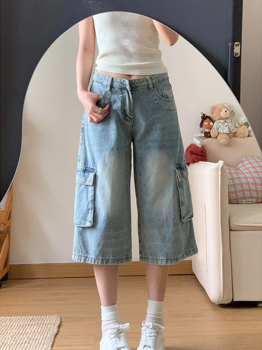 Trendy Worn-Look Wide Leg Jeans Women's Summer Thin High Waist Loose Straight Seven-Foot Wide Leg Pants Casual Cargo Trousers
Trendy Worn-Look Wide Leg Jeans Women's Summer Thin High Waist Loose Straight Seven-Foot Wide Leg Pants Casual Cargo Trousers