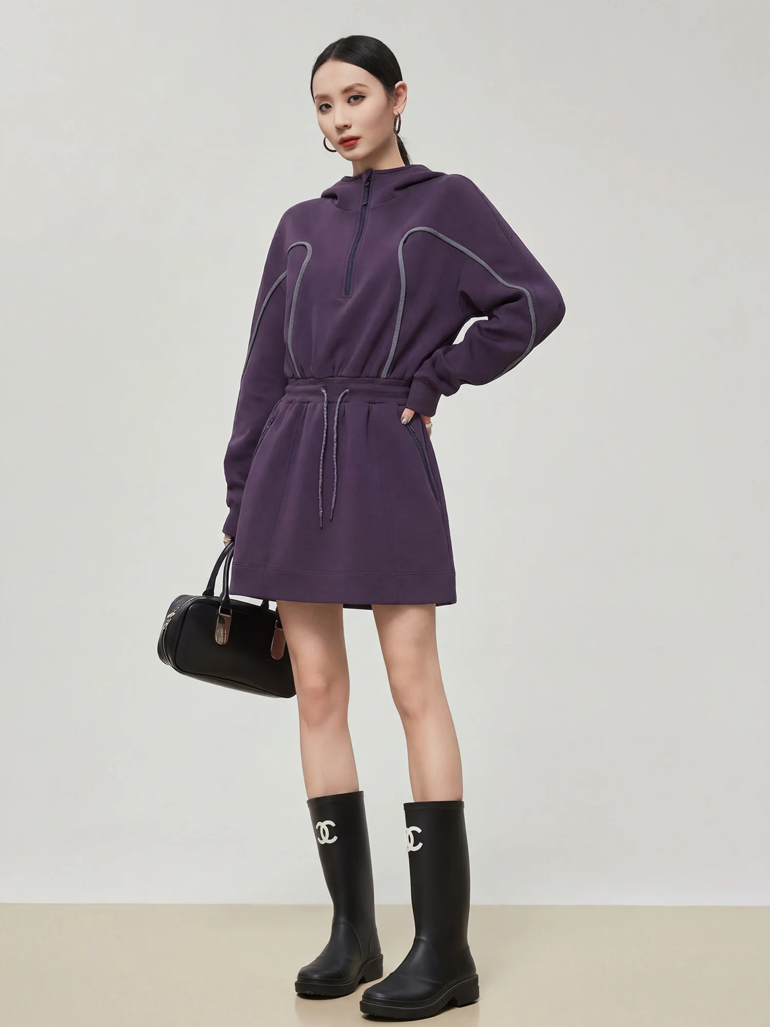 Loose Fit Purple Hooded Long Sleeve Dress Spring 2026 Casual Waist Cinched Patchwork Women's Fashion City Commute A-Line Skirt
Loose Fit Purple Hooded Long Sleeve Dress Spring 2026 Casual Waist Cinched Patchwork Women's Fashion City Commute A-Line Skirt