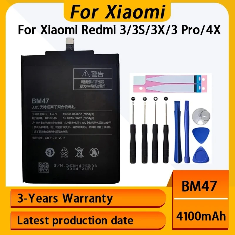 4100mAh BM47 Battery For Xiaomi Hongmi Redmi 3Pro 3 Pro 3S 3X 4X Phone Battery Bateria Fast Shipping
4100mAh BM47 Battery For Xiaomi Hongmi Redmi 3Pro 3 Pro 3S 3X 4X Phone Battery Bateria Fast Shipping