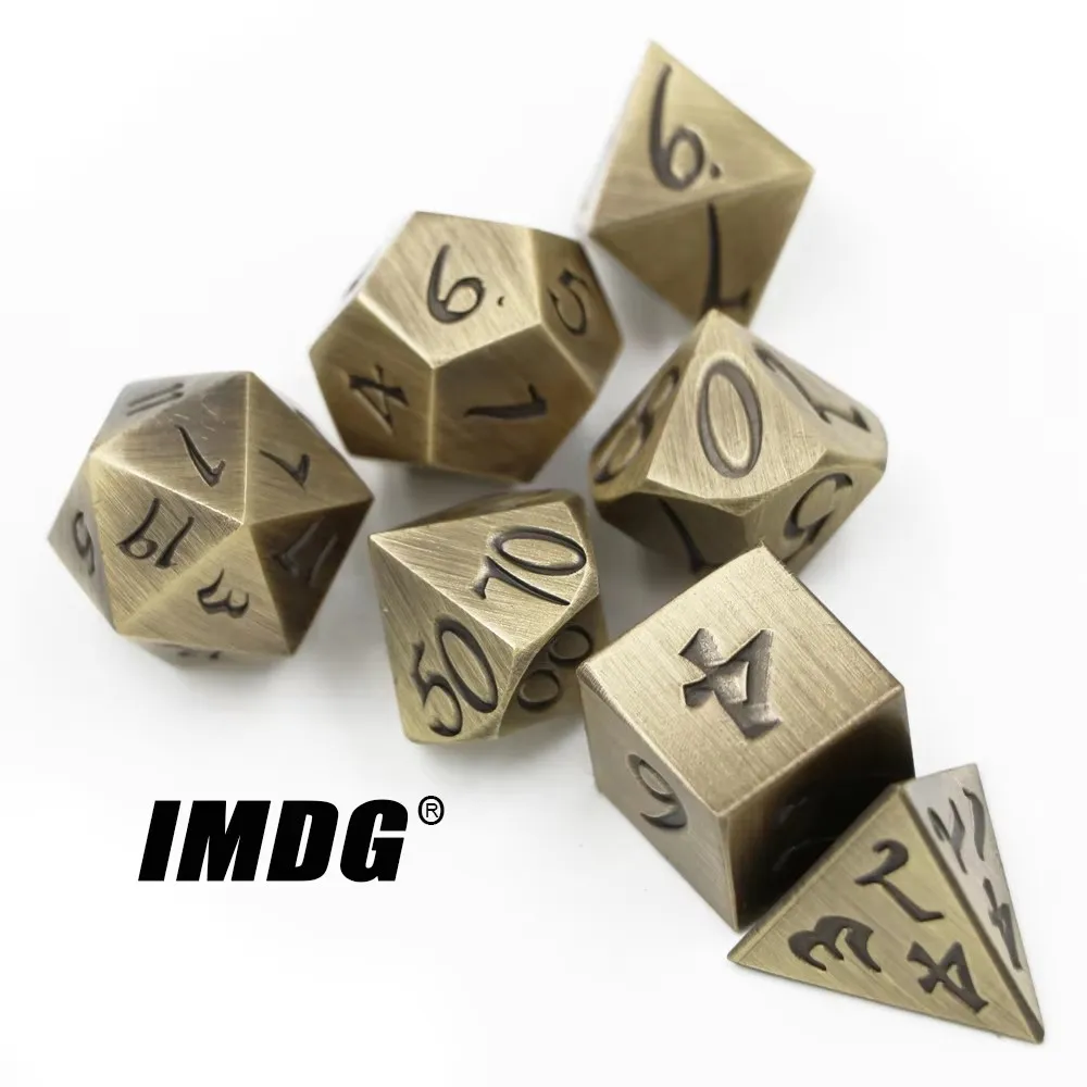 IMDG 7pcs/set Creative RPG Game Dice Polyhedron Metal Dice DND Large Font Ancient Bronze Color Digital Game Dice
IMDG 7pcs/set Creative RPG Game Dice Polyhedron Metal Dice DND Large Font Ancient Bronze Color Digital Game Dice