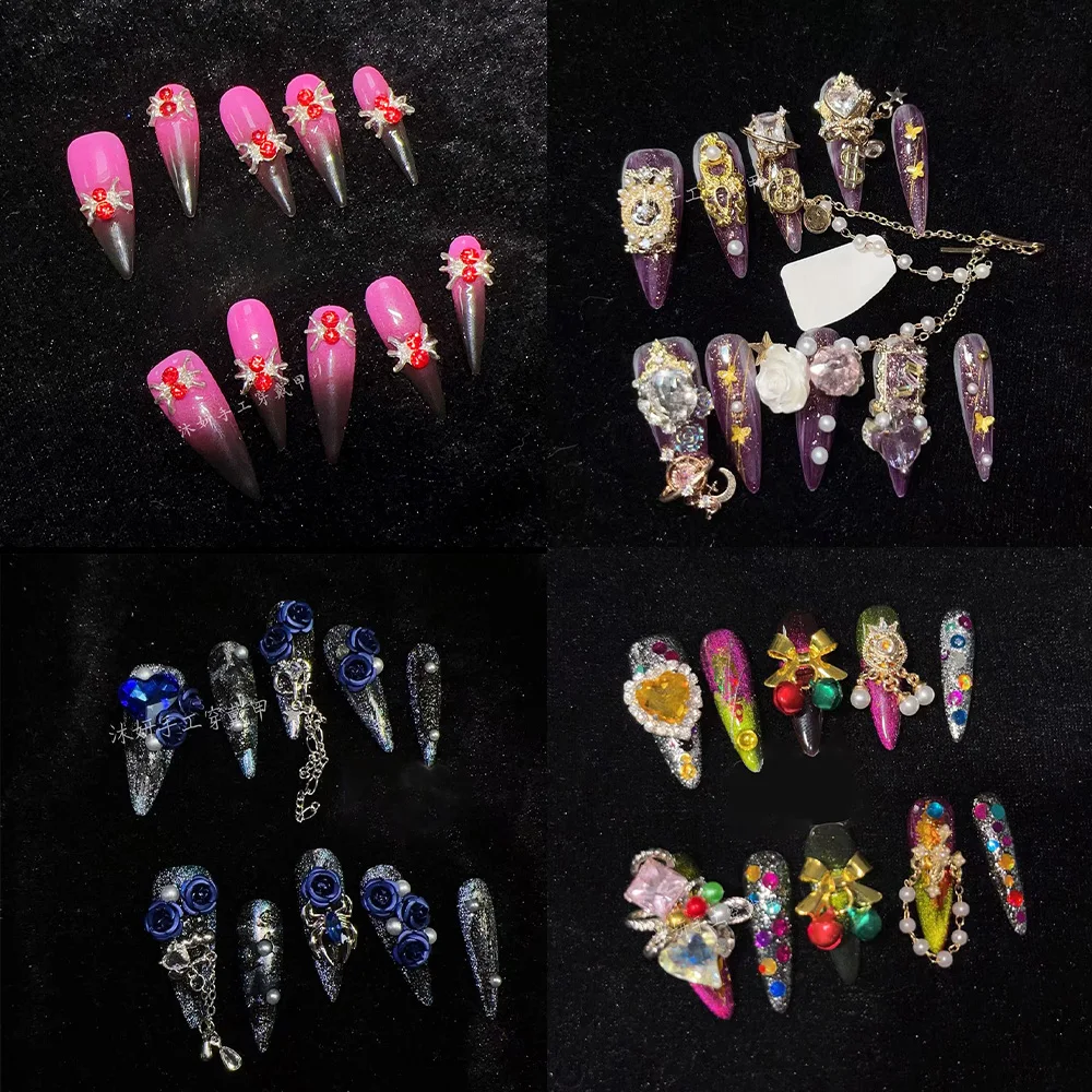 Cool Luxury Shining Chain Diamond Moon Pointed Fake Nail Stereoscopic Flower Spider Wings Pearl Press-On Nails Party Accessories
Cool Luxury Shining Chain Diamond Moon Pointed Fake Nail Stereoscopic Flower Spider Wings Pearl Press-On Nails Party Accessories