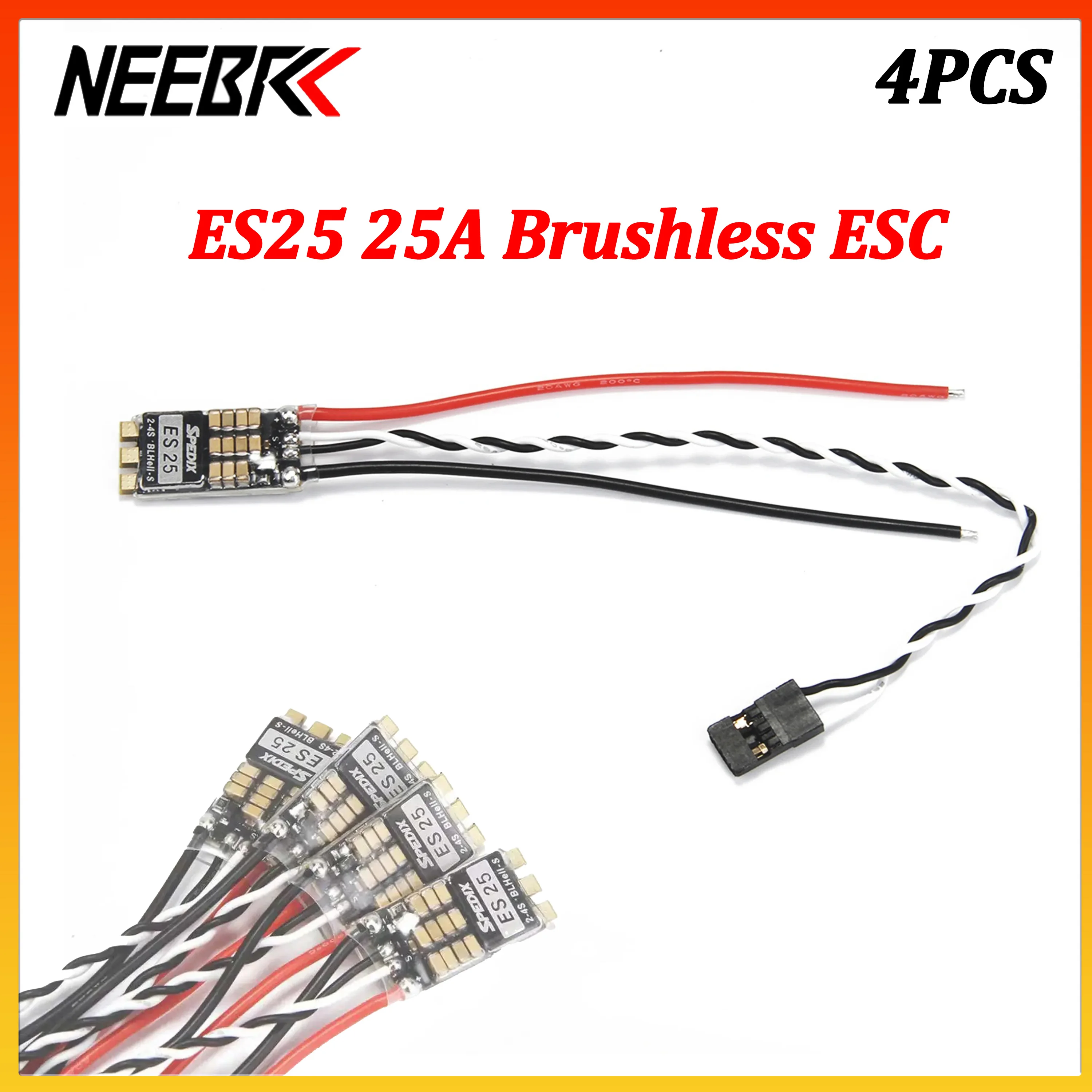 4PCS NEEBRC ES25 25A Brushless ESC 2-4S Multirotors Speed Controller for RC FPV Racing Drone Aircraft Plane DIY Toy Parts PEDIX
4PCS NEEBRC ES25 25A Brushless ESC 2-4S Multirotors Speed Controller for RC FPV Racing Drone Aircraft Plane DIY Toy Parts PEDIX