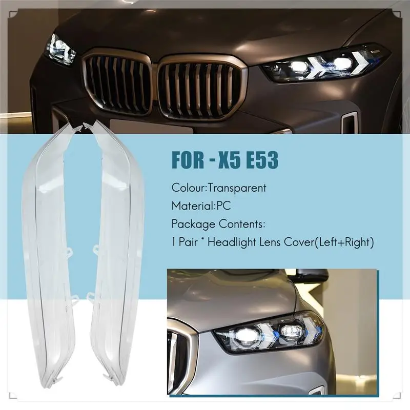 2 шт. для BMW X5 E53 2000-2003 гг., крышка объектива фар автомобиля, сменная крышка головного света, лампа, абажур, стеклянный корпус (левый + правый)
2 шт. для BMW X5 E53 2000-2003 гг., крышка объектива фар автомобиля, сменная крышка головного света, лампа, абажур, стеклянный корпус (левый + правый)