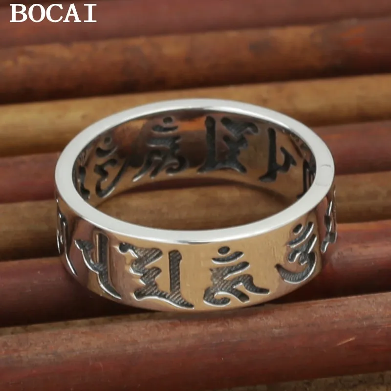 BOCAI New S925 Silver Rings for Men Women Double-sides Carving Six-Character Mantra Vntage Good Luck Amulet Fine Jewelry
BOCAI New S925 Silver Rings for Men Women Double-sides Carving Six-Character Mantra Vntage Good Luck Amulet Fine Jewelry