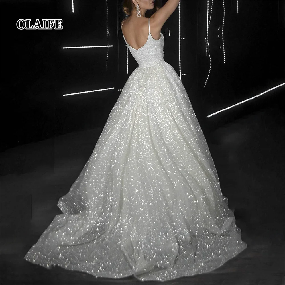 Elegant A-line V-neck Glitter Wedding Dress With Train Beach Boho Bride Gown for Wedding Party Vestidos De Novia
Elegant A-line V-neck Glitter Wedding Dress With Train Beach Boho Bride Gown for Wedding Party Vestidos De Novia