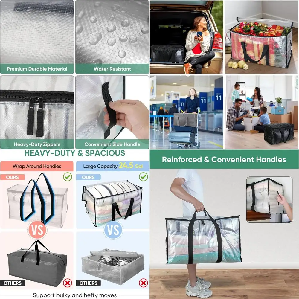 Большие прозрачные сумки для переезда с усиленными ручками, набор из 6 прочных контейнеров для хранения одежды и принадлежностей
Большие прозрачные сумки для переезда с усиленными ручками, набор из 6 прочных контейнеров для хранения одежды и принадлежностей