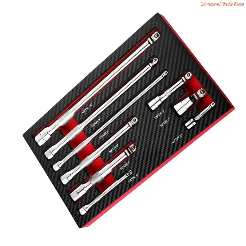 Профессиональный удлинитель с поворотной головкой, 9 шт., сверхпрочная сталь, 1/4 дюйма, 3/8 дюйма, дюйма, привод для ключа
Профессиональный удлинитель с поворотной головкой, 9 шт., сверхпрочная сталь, 1/4 дюйма, 3/8 дюйма, дюйма, привод для ключа