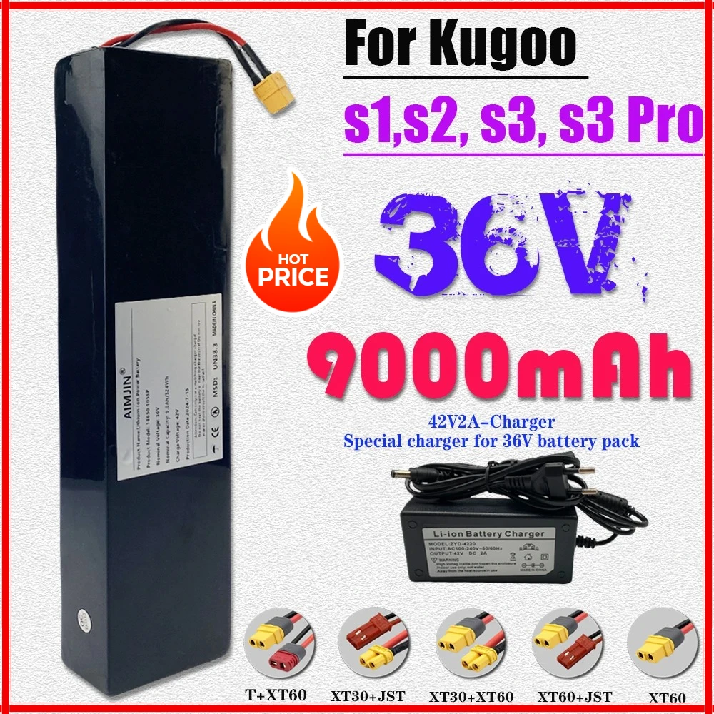 Lithium-Ion 10S3P 18650 36V 9000mAH Battery Pack Suitable for KUGOO S1 S2 S3 Electric Scooters etc accessories with BMS+charger
Lithium-Ion 10S3P 18650 36V 9000mAH Battery Pack Suitable for KUGOO S1 S2 S3 Electric Scooters etc accessories with BMS+charger
