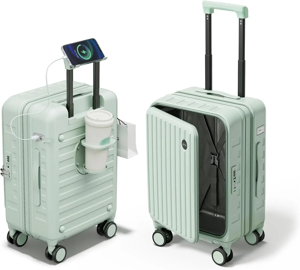 20 Inch Hardside Carry On Luggage with TSA Lock, Expandable Spinner Suitcase, Top Opening, Cup Holder, Mint Green
20 Inch Hardside Carry On Luggage with TSA Lock, Expandable Spinner Suitcase, Top Opening, Cup Holder, Mint Green
