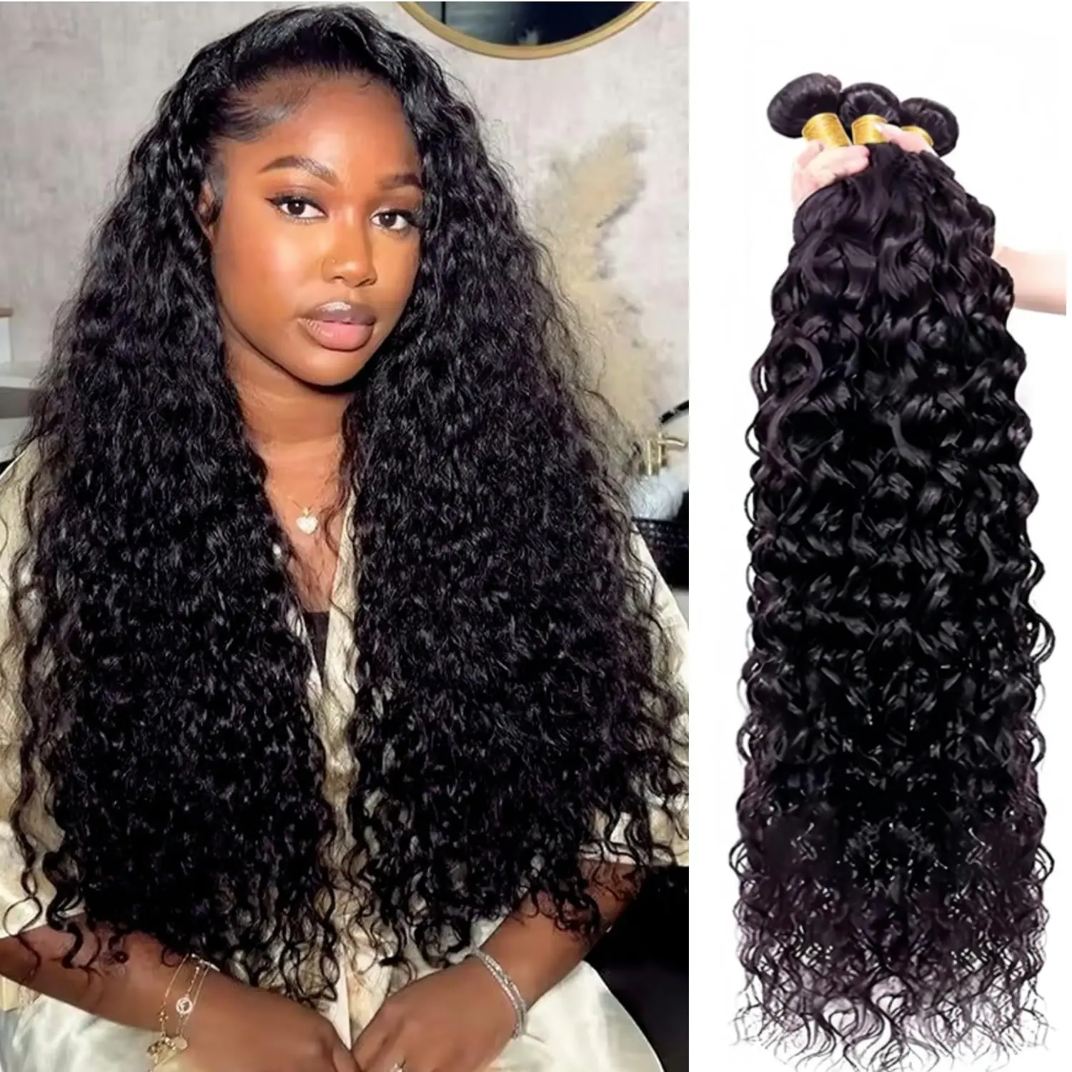 Human Hair Bundles Water Wave 3 Bundles Wet And Wavy Brazilian Virgin 100% Human Hair Bundles for Black Women Natural Color
Human Hair Bundles Water Wave 3 Bundles Wet And Wavy Brazilian Virgin 100% Human Hair Bundles for Black Women Natural Color