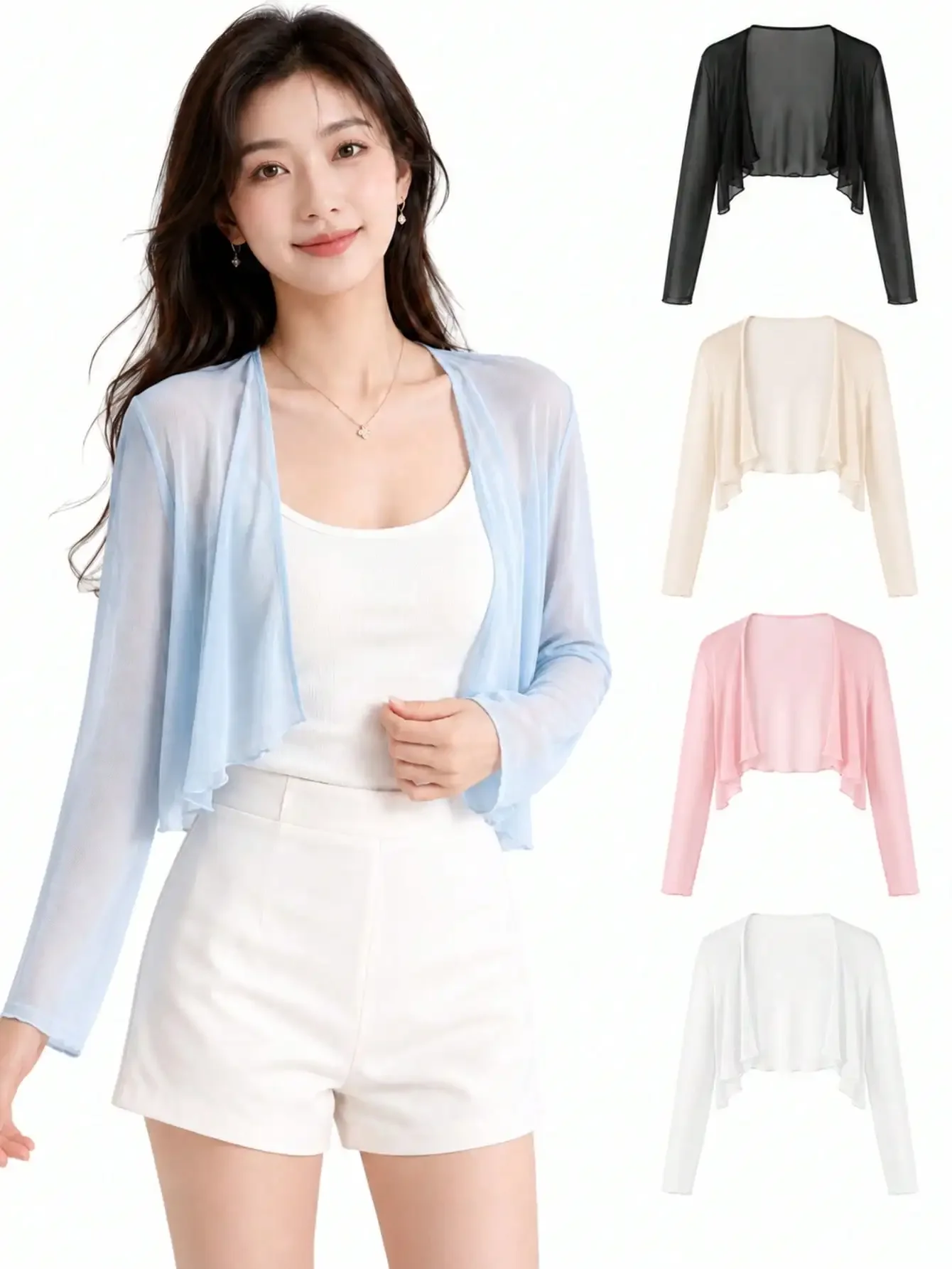 2026 2026 New Women's Ruffle Trim Sheer Mesh Cardigan, Summer Lightweight Sun Protection Shrug, Sweet Flounce Long Sleeve Open Front Cover Up, Multiple Colors
2026 2026 New Women's Ruffle Trim Sheer Mesh Cardigan, Summer Lightweight Sun Protection Shrug, Sweet Flounce Long Sleeve Open Front Cover Up, Multiple Colors