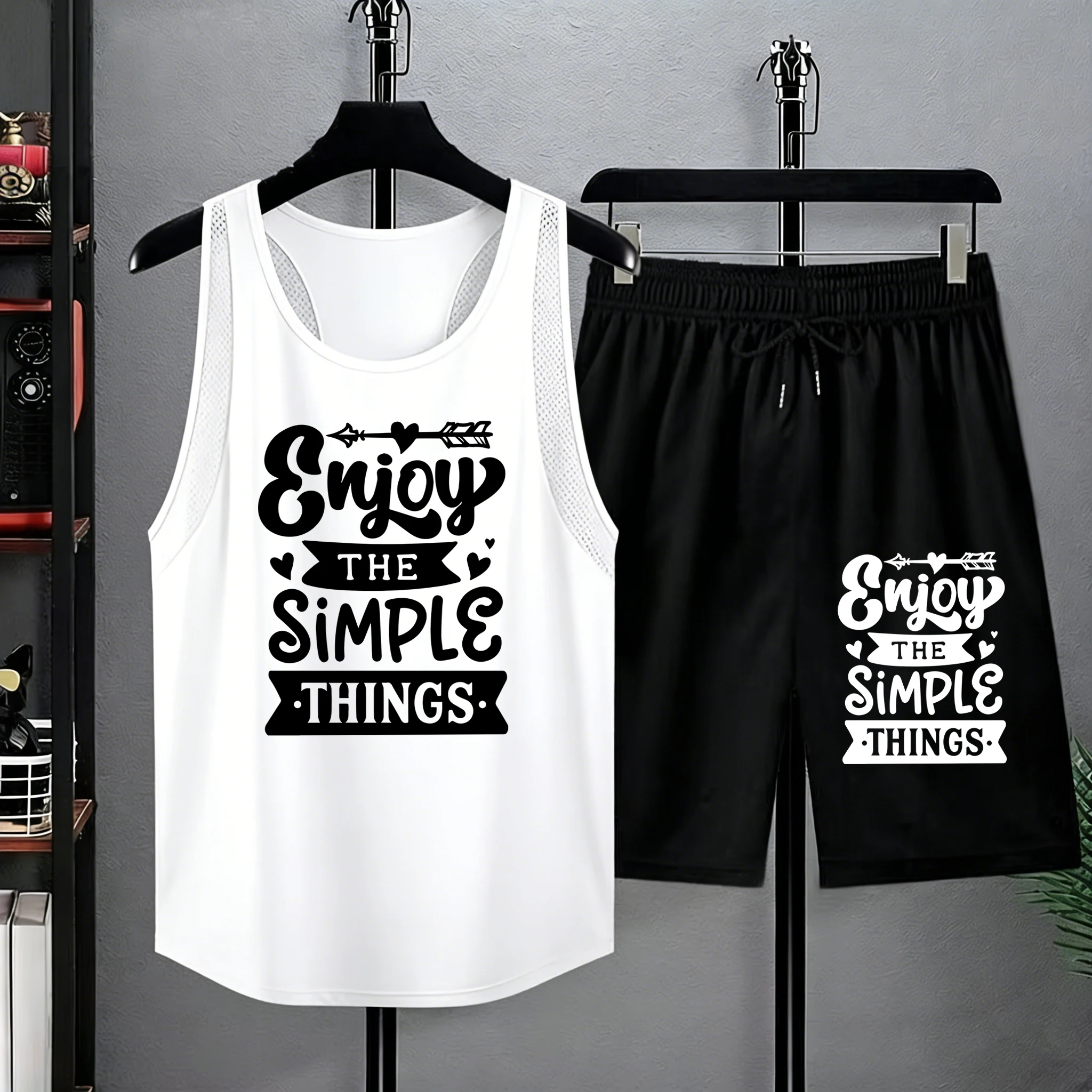 Enjoy The Simple Things Print Men Summer Sport Breathable Vest&Shorts Suit Fashion Cool Sleeveless Tee Gym Swimming Loose Pants
Enjoy The Simple Things Print Men Summer Sport Breathable Vest&Shorts Suit Fashion Cool Sleeveless Tee Gym Swimming Loose Pants