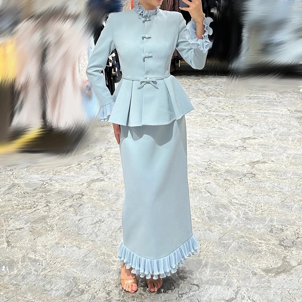 Customized Straight Evening Dresses Ankle-length High-neck Full Sleeve Prom Gown Simple Fashion Ruched Sashes Draped Party Gown
Customized Straight Evening Dresses Ankle-length High-neck Full Sleeve Prom Gown Simple Fashion Ruched Sashes Draped Party Gown