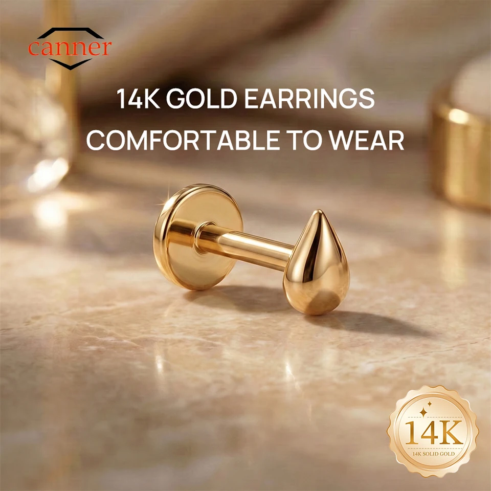 CANNER 1PC 14K Solid Gold Hypoallergenic Smooth Water Droplet G23 Titanium Piercing Flat Back Cartilage Earrings Women Gift
CANNER 1PC 14K Solid Gold Hypoallergenic Smooth Water Droplet G23 Titanium Piercing Flat Back Cartilage Earrings Women Gift