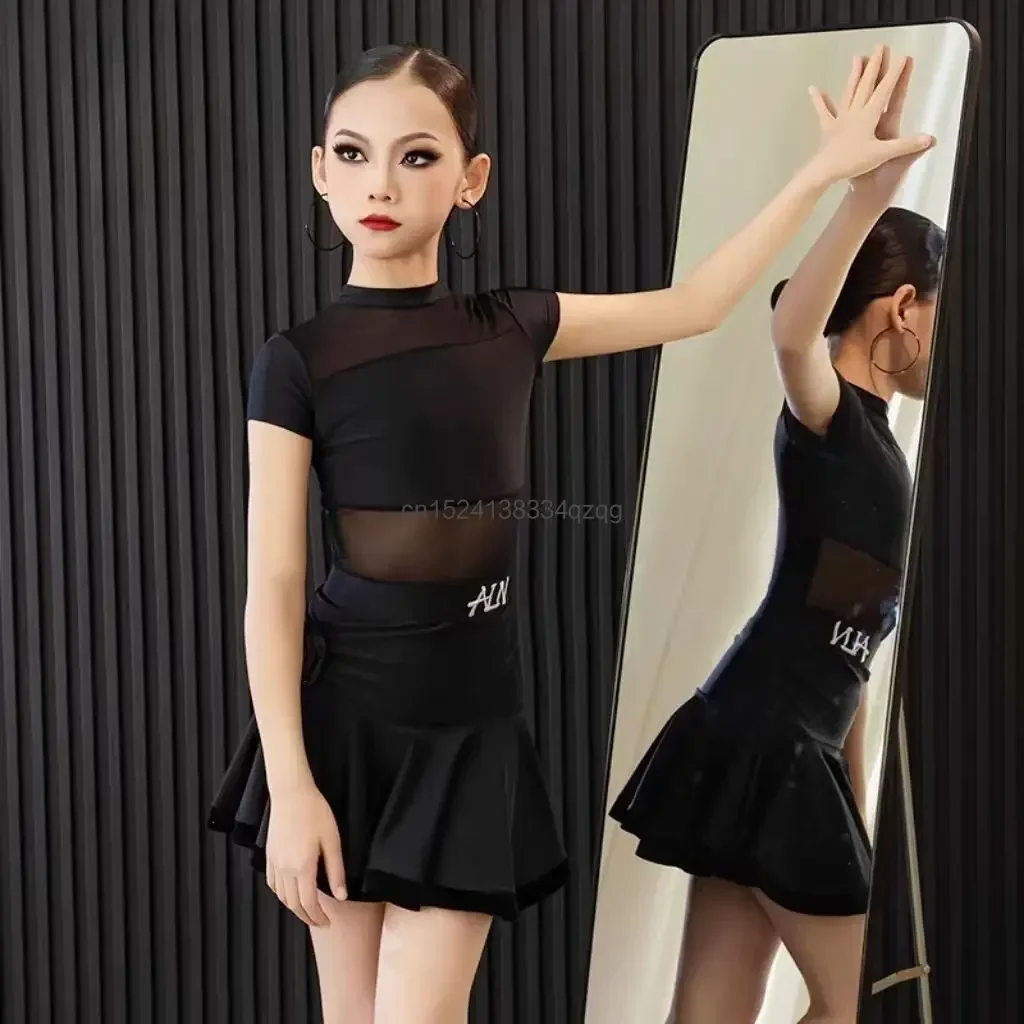 Youth Children's Latin Dance Clothes Girls Dress New Black Mesh Yarn Top Skirt Set Chacha Samba Rumba Training Performance Dress
Youth Children's Latin Dance Clothes Girls Dress New Black Mesh Yarn Top Skirt Set Chacha Samba Rumba Training Performance Dress