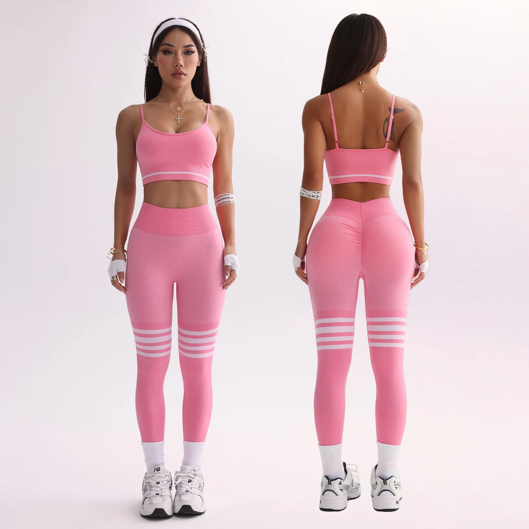 Striped Peach Yoga Set Women - High Waist Butt Lifting Tight Workout Outfit Quick Dry Dance Fitness Suit
Striped Peach Yoga Set Women - High Waist Butt Lifting Tight Workout Outfit Quick Dry Dance Fitness Suit