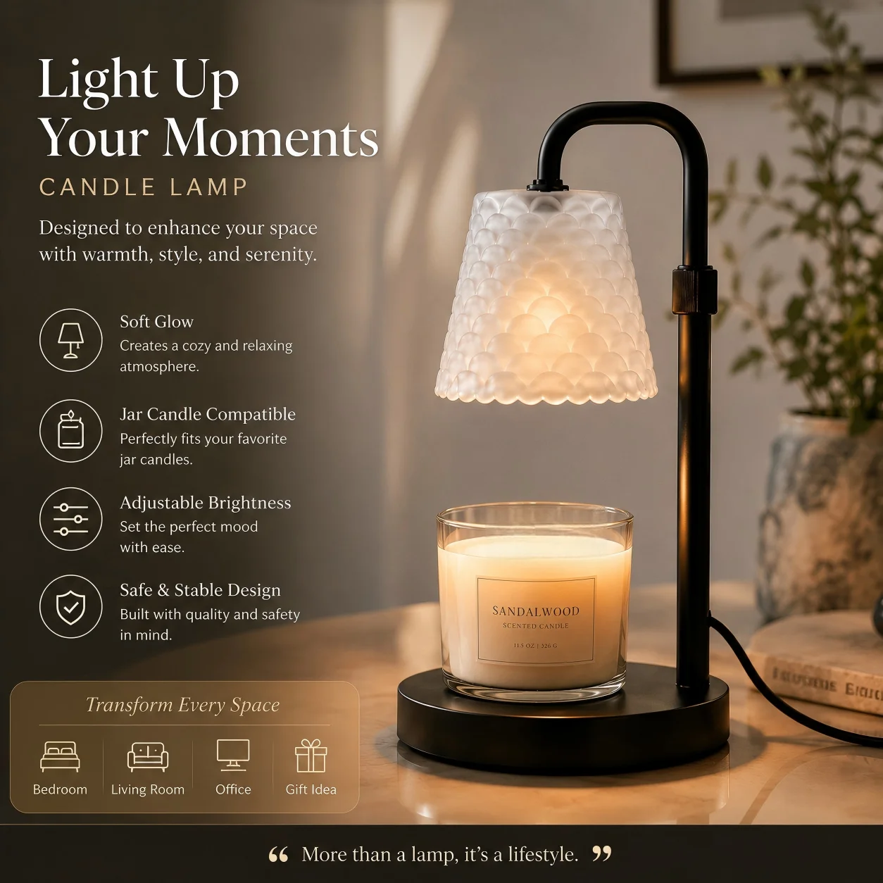 Dimmable Candle Warmer Lamp with Timer Glass Shade Metal Base Wax Melter for Scented Candles Home Office Bedroom Decoration US Plug
Dimmable Candle Warmer Lamp with Timer Glass Shade Metal Base Wax Melter for Scented Candles Home Office Bedroom Decoration US Plug