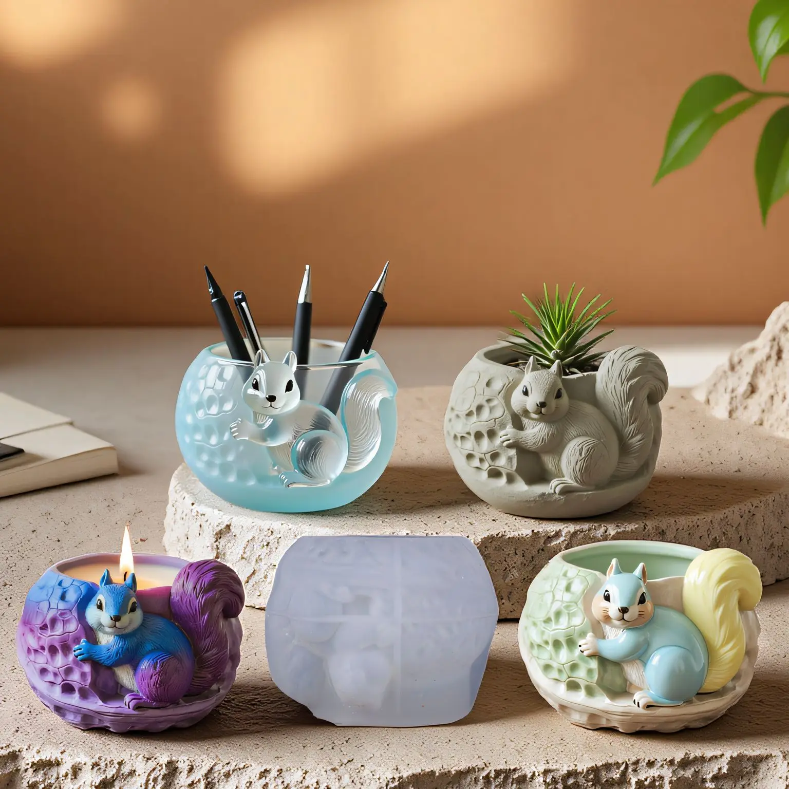 New Mould Squirrel Vase Cement Aromatherapy Plaster Cup Decorative Mold DIY Resin Storage Cup Flower Pot Ornament Silicone Molds
New Mould Squirrel Vase Cement Aromatherapy Plaster Cup Decorative Mold DIY Resin Storage Cup Flower Pot Ornament Silicone Molds