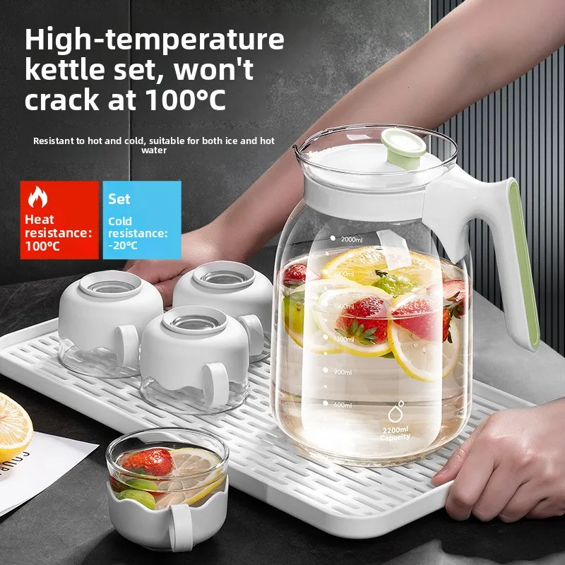 Large Capacity Glass Tea Pot Wide Neck Heat Resistant Cold Water Pot High Aesthetic Value Cream Style Fridge Pot Home Use
Large Capacity Glass Tea Pot Wide Neck Heat Resistant Cold Water Pot High Aesthetic Value Cream Style Fridge Pot Home Use