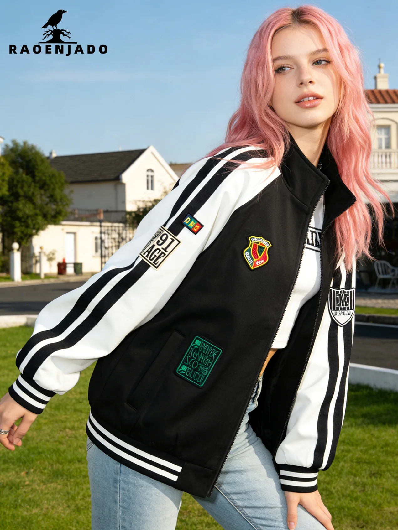 Women's College Jacket Breathable Lightweight Stand-Collar Zipper Spring/Summer Outerwear Soft Patchwork Outdoor Sports Coat
Women's College Jacket Breathable Lightweight Stand-Collar Zipper Spring/Summer Outerwear Soft Patchwork Outdoor Sports Coat