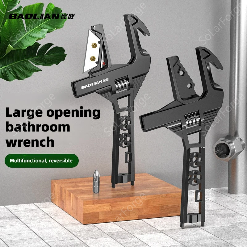 BAOLIAN 10 in 1 Adjustable Wide Jaw Plumbing Wrench Wide Opening Short Handle Bathroom Wrench for Plumbing Water Pipe Tool
BAOLIAN 10 in 1 Adjustable Wide Jaw Plumbing Wrench Wide Opening Short Handle Bathroom Wrench for Plumbing Water Pipe Tool