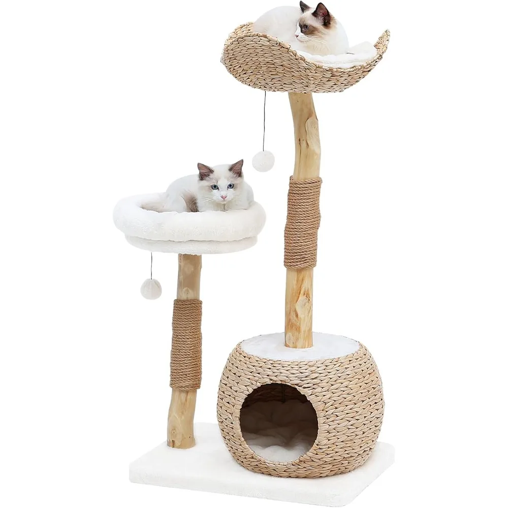 Modern Cat Tree Tower for Indoor Cats, Real Branch Luxury Cat Condo with Scratching Post,
Modern Cat Tree Tower for Indoor Cats, Real Branch Luxury Cat Condo with Scratching Post,