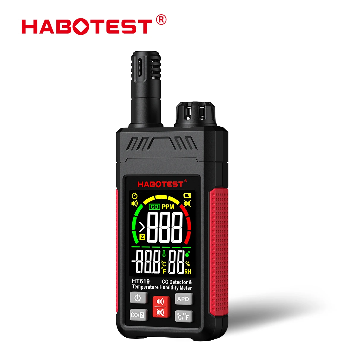 HABOTEST HT619 Carbon Monoxide Detector 0-1000PPM CO Gas Meter Temp Humidity Tester LED Bar Buzzer Alarm Auto Shutdown Device
HABOTEST HT619 Carbon Monoxide Detector 0-1000PPM CO Gas Meter Temp Humidity Tester LED Bar Buzzer Alarm Auto Shutdown Device