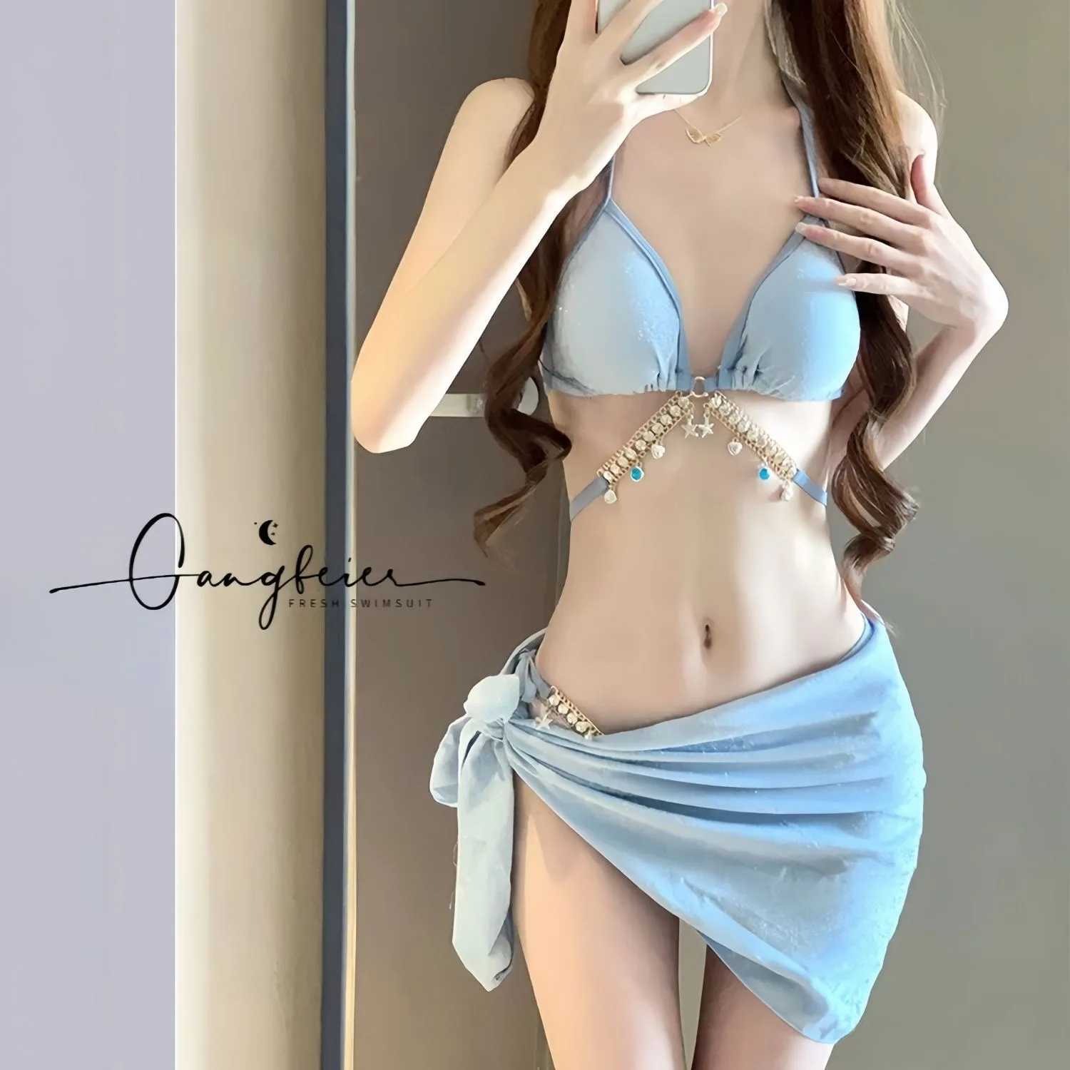 New Women Mermaid Rhinestone Chain Bikini, European Sexy Tie Side Triangle Swimsuit Ins Style Beach Vacation Swimwear
New Women Mermaid Rhinestone Chain Bikini, European Sexy Tie Side Triangle Swimsuit Ins Style Beach Vacation Swimwear
