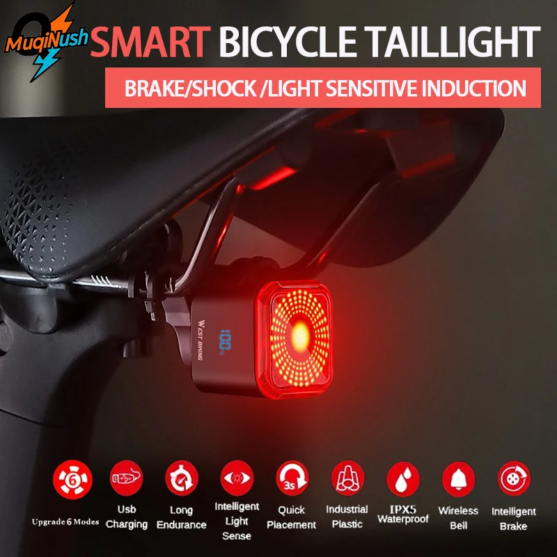 MuqiNush Bicycle intelligent taillights,Rechargeable Cycling Safety Flashlight for Night Riding,Auto On/Off Sensor 6 Modes Light
MuqiNush Bicycle intelligent taillights,Rechargeable Cycling Safety Flashlight for Night Riding,Auto On/Off Sensor 6 Modes Light