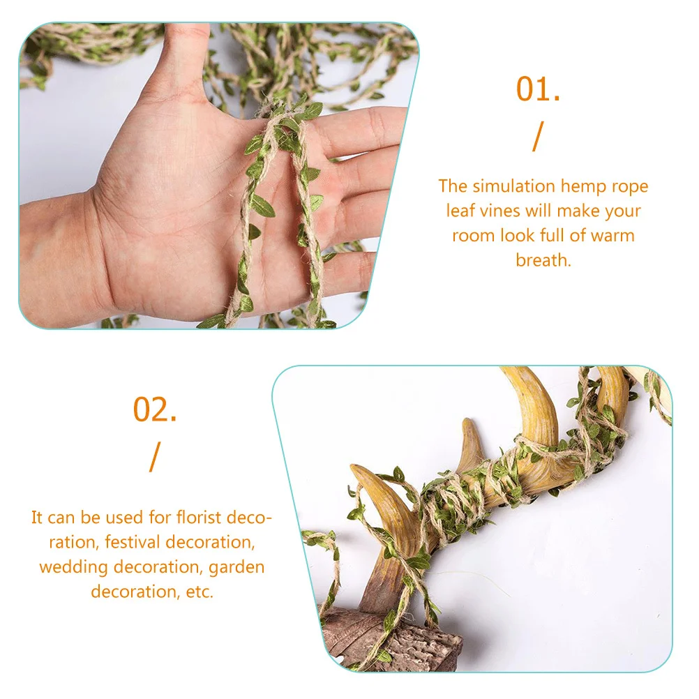 Simulation Leaf Rope Green Leaves Jute Twine Artificial Vine Rope for Wedding Garden Party Festival Room Decoration Fake Vine
Simulation Leaf Rope Green Leaves Jute Twine Artificial Vine Rope for Wedding Garden Party Festival Room Decoration Fake Vine