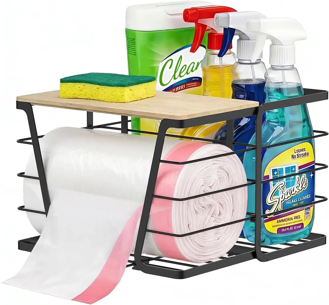 Under Sink Trash Bag Dispenser with Bamboo Lid, Fits 13/30/33 Gal Rolls, Open Back for Tall Bottles, Kitchen Cabinet Organizer
Under Sink Trash Bag Dispenser with Bamboo Lid, Fits 13/30/33 Gal Rolls, Open Back for Tall Bottles, Kitchen Cabinet Organizer