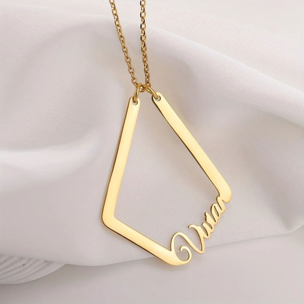 Geometric Pendant Necklace with Custom Engraved Name Personalized 18K Golden-Plated Stainless Steel Jewelry for Women
Geometric Pendant Necklace with Custom Engraved Name Personalized 18K Golden-Plated Stainless Steel Jewelry for Women