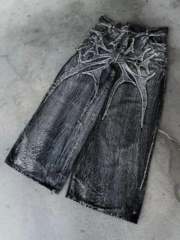 Dark Series Street Style Wide Leg Jeans Loose Fit High Waist Distressed Denim Casual Trousers Asymmetrical Design Jeans
Dark Series Street Style Wide Leg Jeans Loose Fit High Waist Distressed Denim Casual Trousers Asymmetrical Design Jeans
