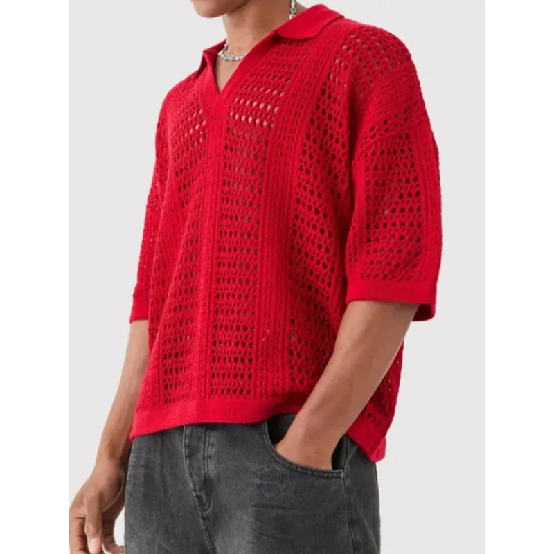 Summer Daily Casual Men's Mesh Polo Shirt Vintage Turn-down Collar Hollow Out Tops Men Knitted Short Sleeve Pullover Polos
Summer Daily Casual Men's Mesh Polo Shirt Vintage Turn-down Collar Hollow Out Tops Men Knitted Short Sleeve Pullover Polos