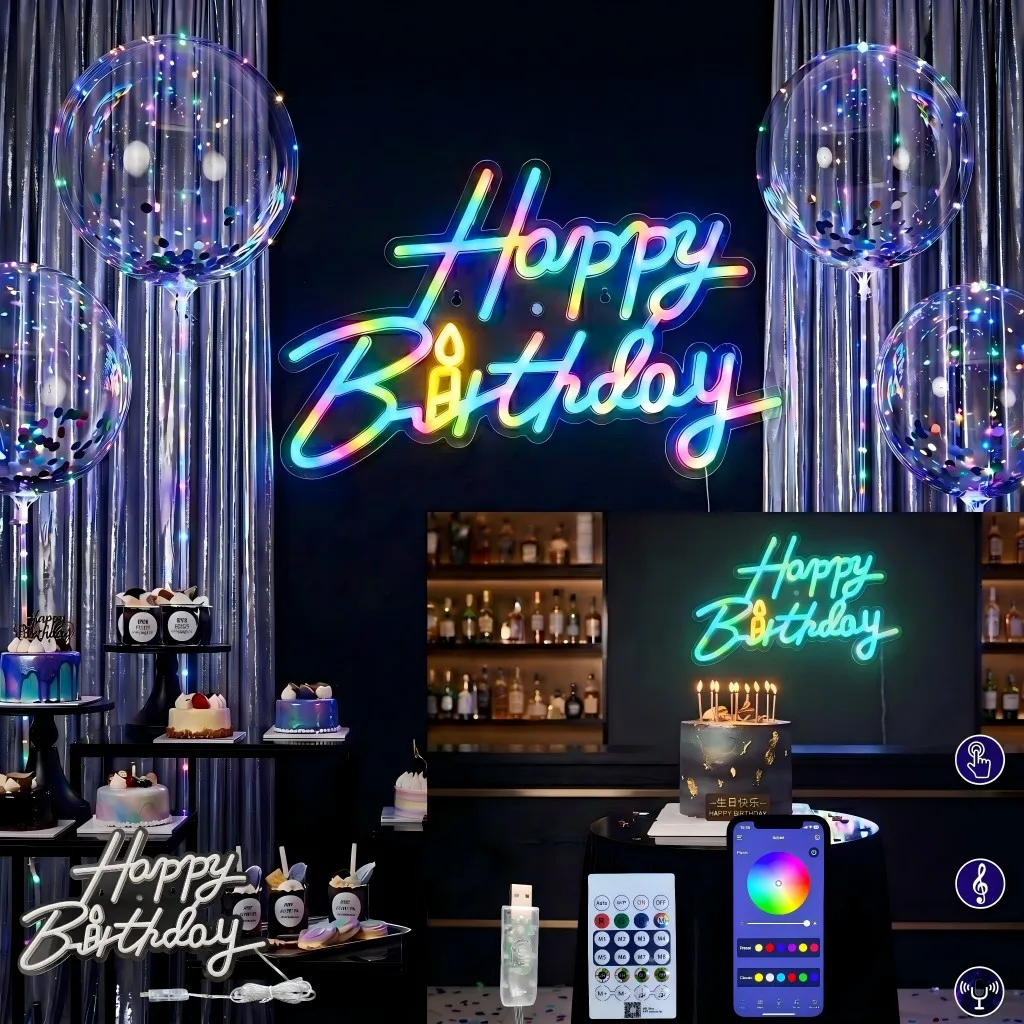 RGB Happy Birthday Neon Sign LED Party Light USB Remote APP Control Color Changing Wall Decor Holiday Birthday Decoration Lamp
RGB Happy Birthday Neon Sign LED Party Light USB Remote APP Control Color Changing Wall Decor Holiday Birthday Decoration Lamp