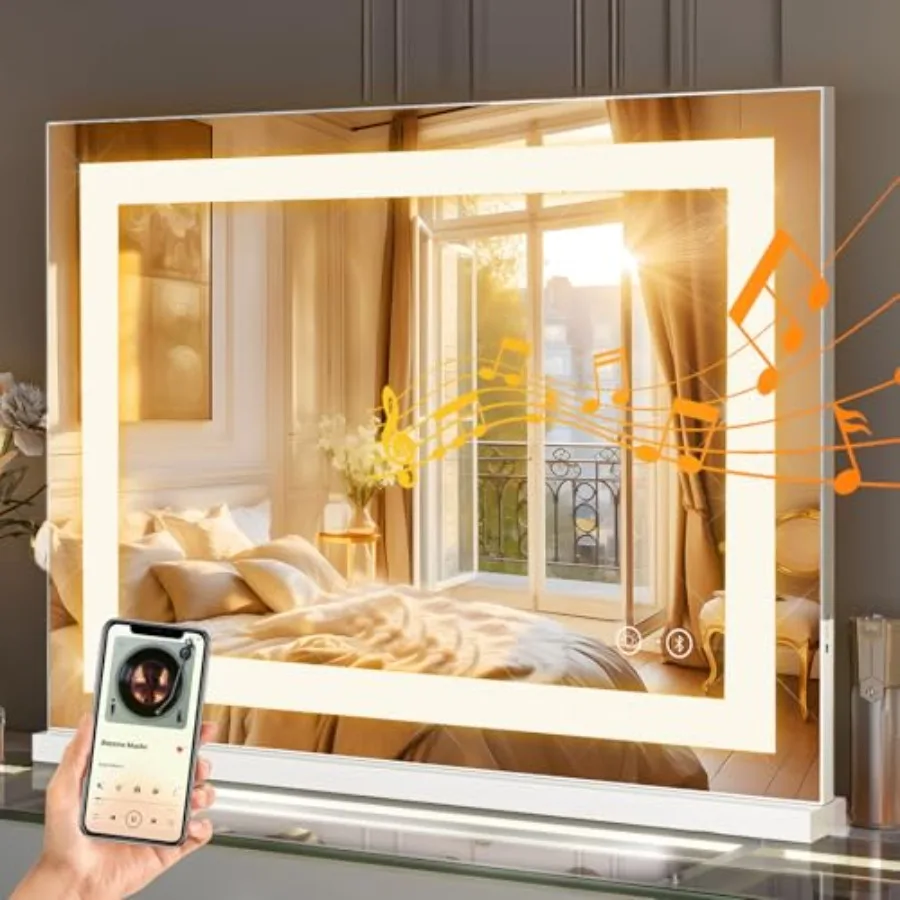 Vanity Mirror with Lights 23" x 18" Hollywood Makeup Mirror with Light Strip Smart Touch Control 3 Colors Dimmable and 10X Magn
Vanity Mirror with Lights 23" x 18" Hollywood Makeup Mirror with Light Strip Smart Touch Control 3 Colors Dimmable and 10X Magn