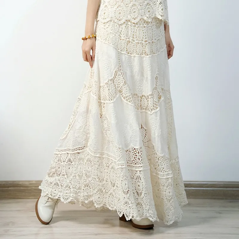2025 Bohemian Style Hollow Flower Embroidered Skirt Elastic Waist Casual Beach Lace Skirt Romantic Holiday Skirt
2025 Bohemian Style Hollow Flower Embroidered Skirt Elastic Waist Casual Beach Lace Skirt Romantic Holiday Skirt