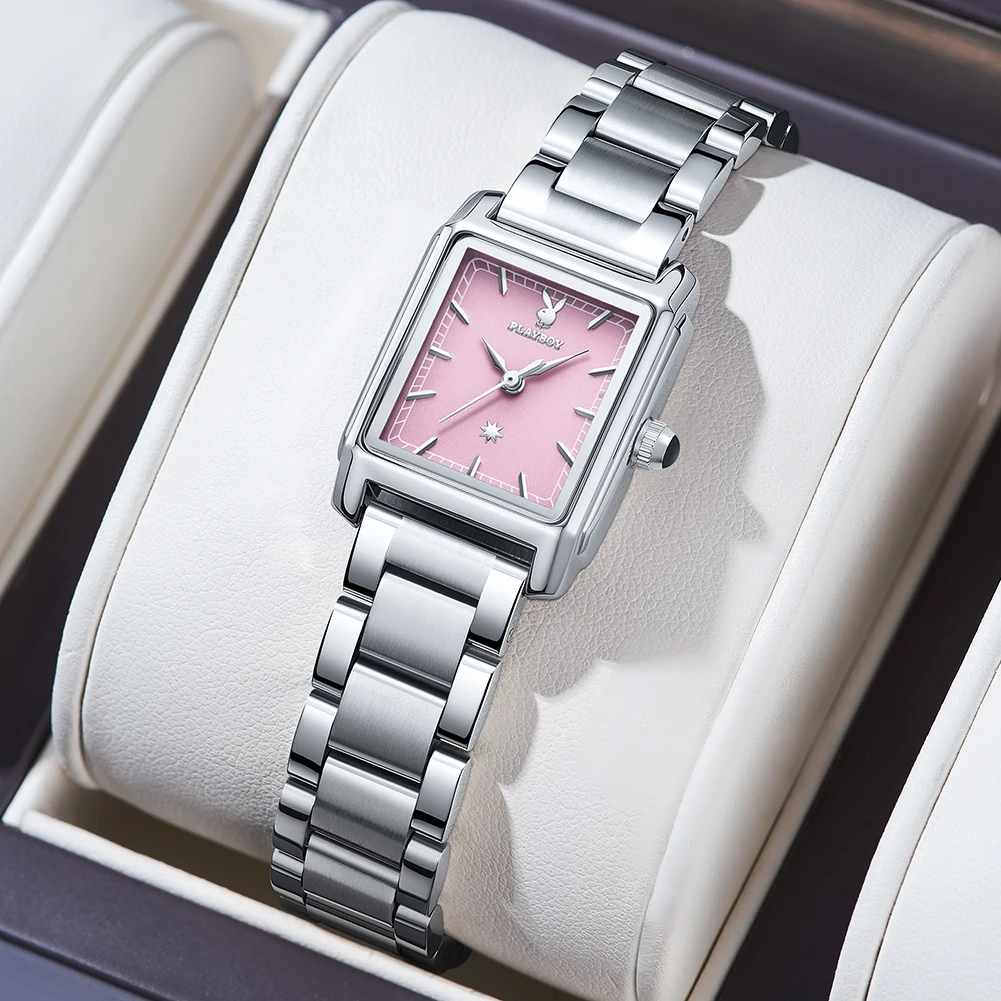 PLAYBOY Watches Luxury Elegant Woman Watches Square Quartz Wristwatch Waterproof Steel Watches For Woman Gifts Box Reloj 3122
PLAYBOY Watches Luxury Elegant Woman Watches Square Quartz Wristwatch Waterproof Steel Watches For Woman Gifts Box Reloj 3122