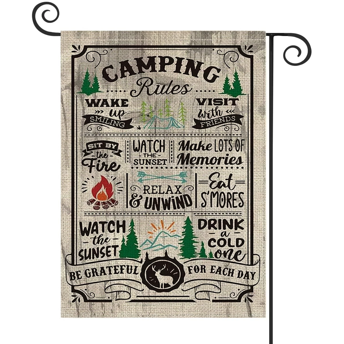 1PC Camping Rules Pattern Linen Cotton Garden Flag Banner Indoor Outdoor Home Garden Hanging Decor
1PC Camping Rules Pattern Linen Cotton Garden Flag Banner Indoor Outdoor Home Garden Hanging Decor