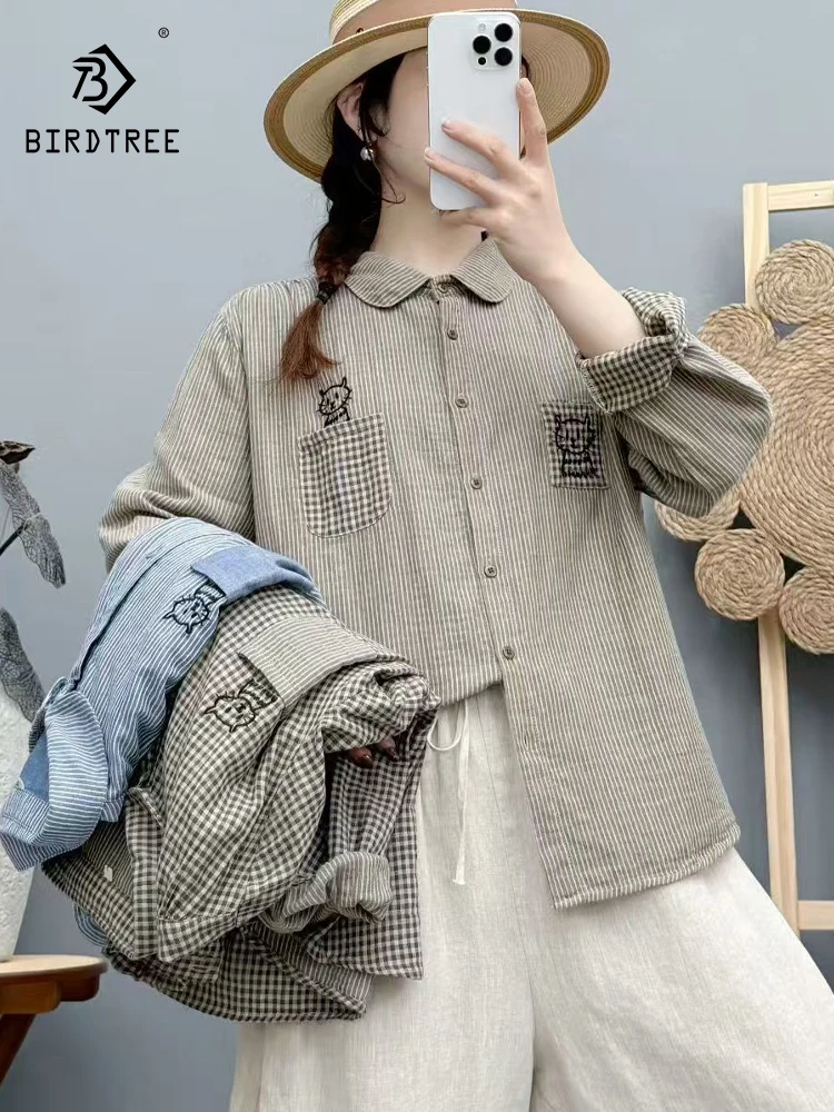 New 2025 Autumn Cotton Yarn Long Sleeve Shirt, Women Lapel Striped Embroidery, Mori Girl Fashion OL Cute Loose Blouse T58050CC
New 2025 Autumn Cotton Yarn Long Sleeve Shirt, Women Lapel Striped Embroidery, Mori Girl Fashion OL Cute Loose Blouse T58050CC