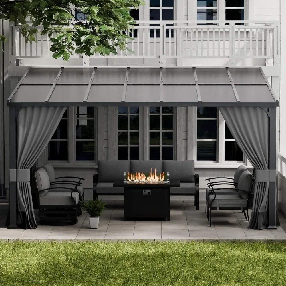 10'x 14' Outdoor Hardtop Pergola,with Curtains and Netting,Galvanized Metal Frame,Wall Mounted Lean to Gazebo
10'x 14' Outdoor Hardtop Pergola,with Curtains and Netting,Galvanized Metal Frame,Wall Mounted Lean to Gazebo