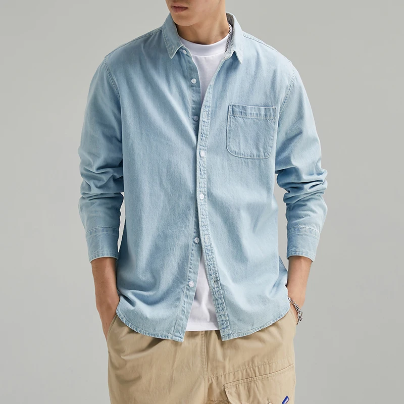 2023 Spring New 100% Cotton Men's Casual Denim Shirt Japanese Retro Fashion Pocket American Fitted Long-sleeved Shirt
2023 Spring New 100% Cotton Men's Casual Denim Shirt Japanese Retro Fashion Pocket American Fitted Long-sleeved Shirt
