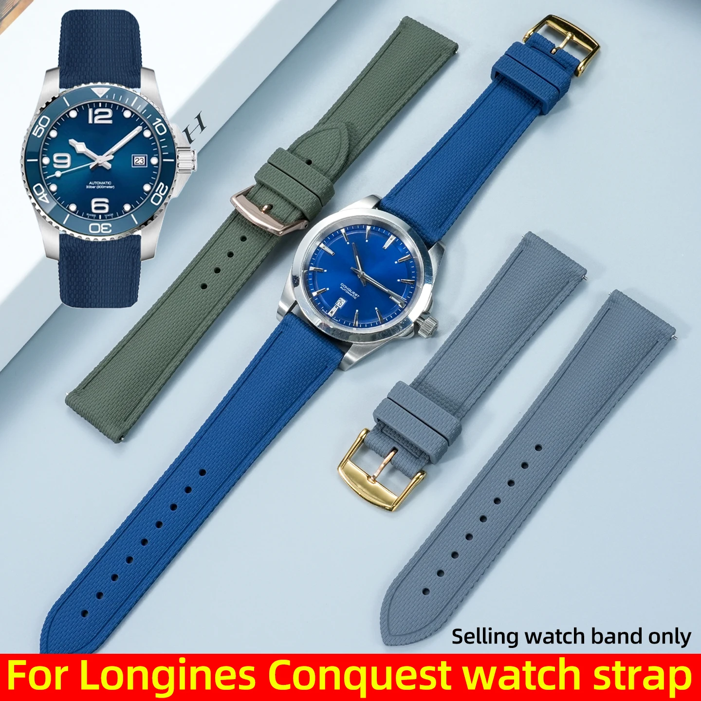 Ремешок FKM 19 мм, 21 мм, 22 мм для Longines Conquest HydroConquest L3.781 642 742 782, мужской спортивный ремешок для дайвинга из фтористой резины
Ремешок FKM 19 мм, 21 мм, 22 мм для Longines Conquest HydroConquest L3.781 642 742 782, мужской спортивный ремешок для дайвинга из фтористой резины