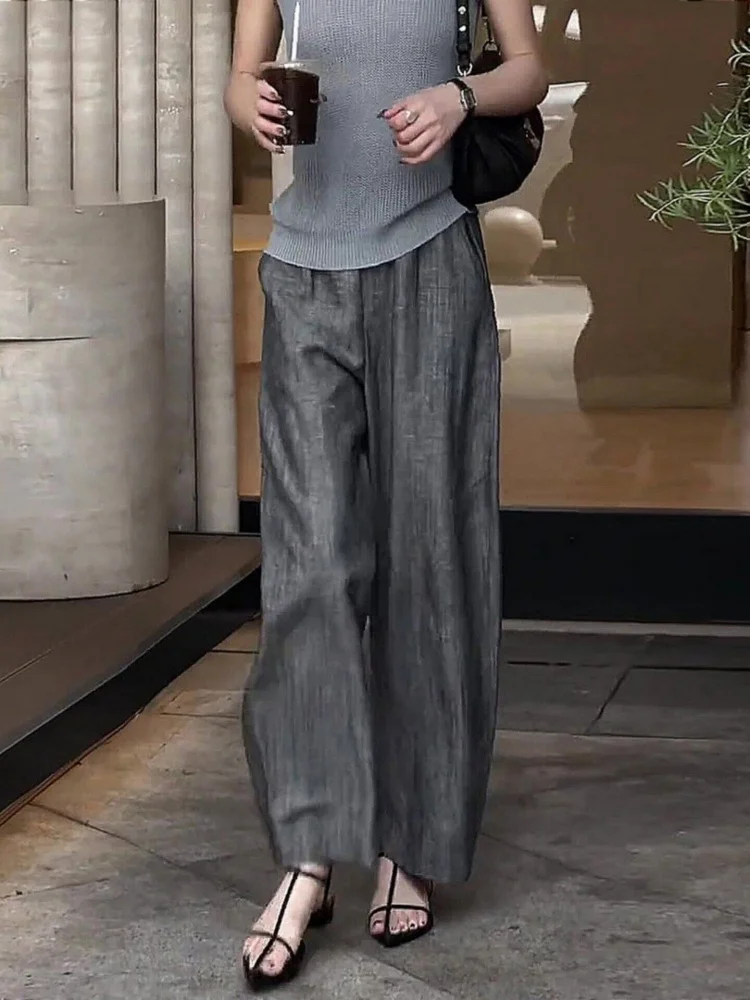 Summer Thin Wide Leg Pants High Waist Straight Cut Commute Style Pure Color Casual Trousers for plus Size Women Lazy Fashion
Summer Thin Wide Leg Pants High Waist Straight Cut Commute Style Pure Color Casual Trousers for plus Size Women Lazy Fashion