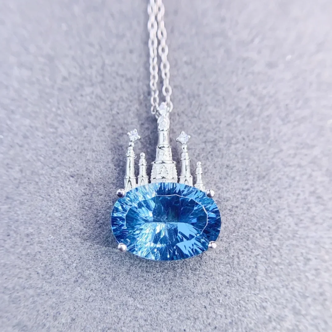 Natural Real Blue Topaz Necklace Pendant Castle Style 10*14mm Big Gemstone 925 Sterling Silver Fine Jewelry
Natural Real Blue Topaz Necklace Pendant Castle Style 10*14mm Big Gemstone 925 Sterling Silver Fine Jewelry