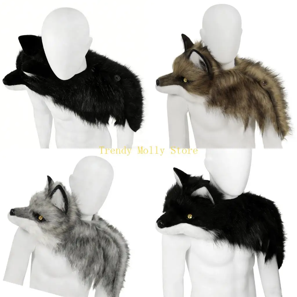 N5KB Foxes Costume Faux Furs Collar Scarf Wrap Foxes Shaped Shrug Collar Shawl Halloween Custume Accessory for Cosplay
N5KB Foxes Costume Faux Furs Collar Scarf Wrap Foxes Shaped Shrug Collar Shawl Halloween Custume Accessory for Cosplay