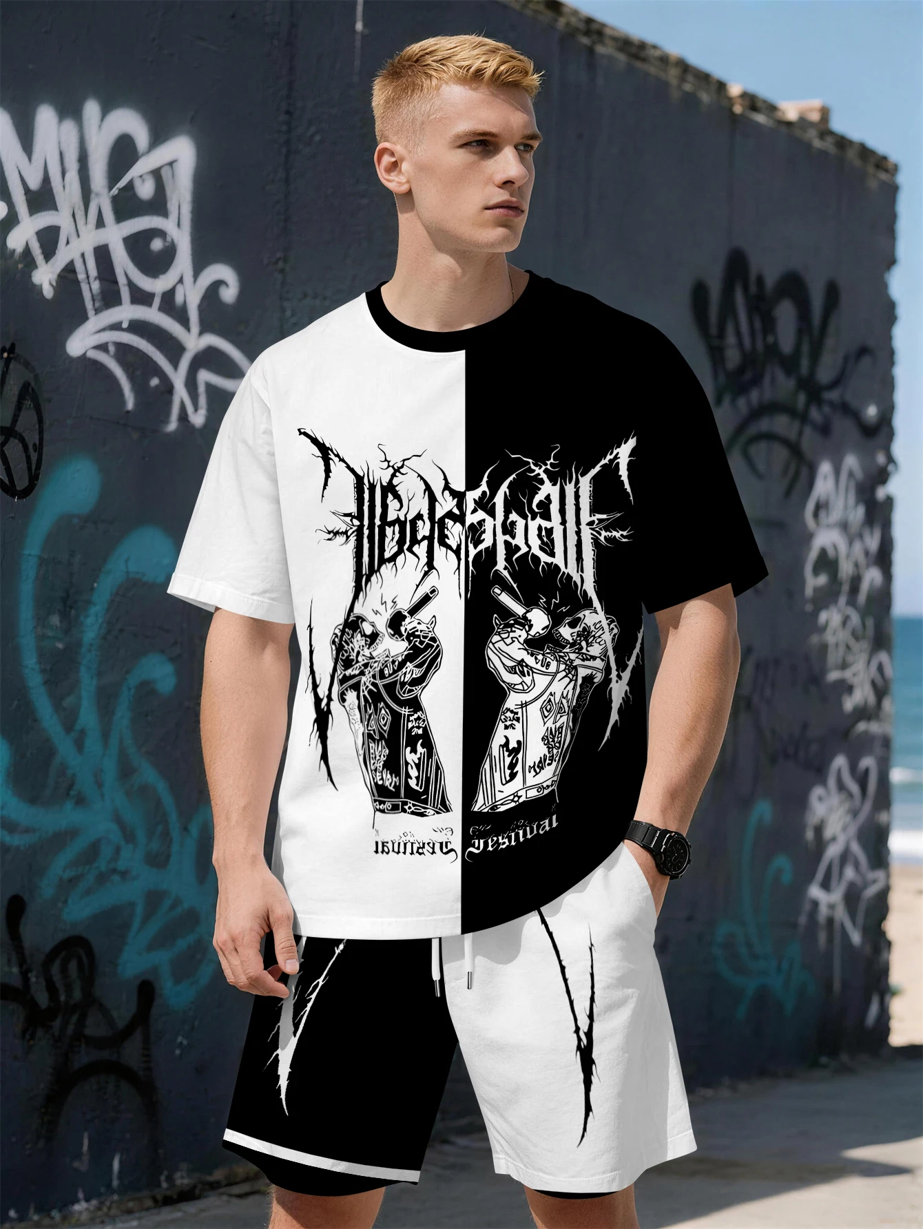 2026 Summer New Men's Short-Sleeved Set with 3D Letter Pattern Print for Street Casual Fashion Comfortable and Soft
2026 Summer New Men's Short-Sleeved Set with 3D Letter Pattern Print for Street Casual Fashion Comfortable and Soft