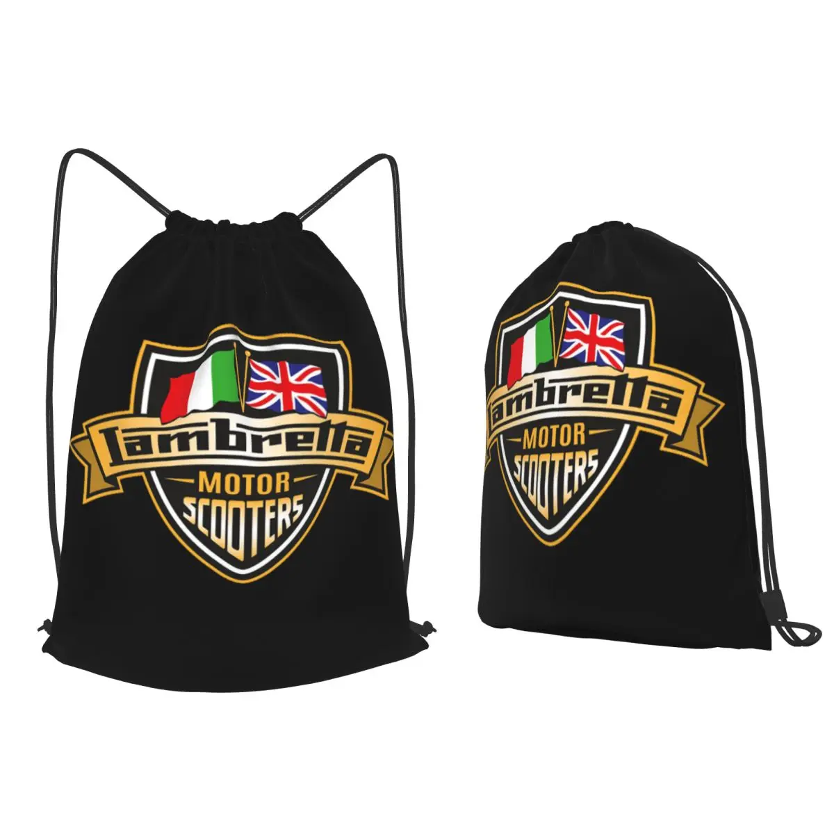 Lambretta Motor Scooters With Union Jack And Italian Flags Backpacks Casual Drawstring BundleBook Bags for Man Woman School
Lambretta Motor Scooters With Union Jack And Italian Flags Backpacks Casual Drawstring BundleBook Bags for Man Woman School