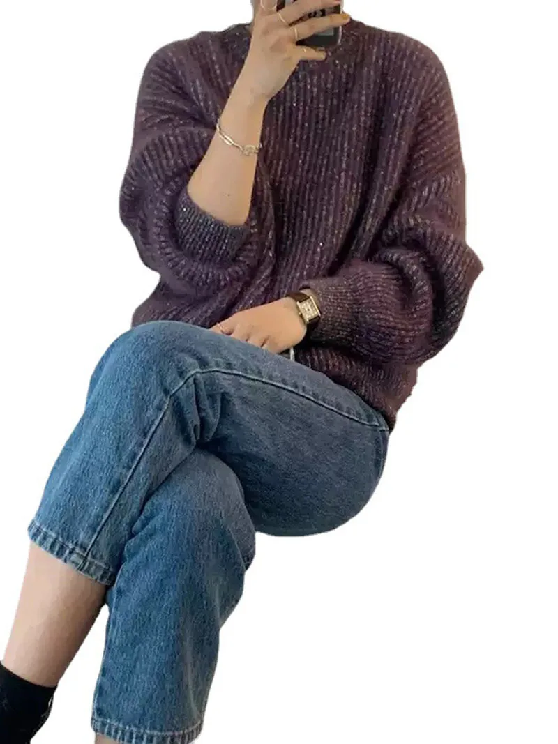 New Warm Puff Sleeve Shiny Beautiful Comfortable Sweater Outdoor Streetwear Round Neck Solid Color Light Green And Purple
New Warm Puff Sleeve Shiny Beautiful Comfortable Sweater Outdoor Streetwear Round Neck Solid Color Light Green And Purple